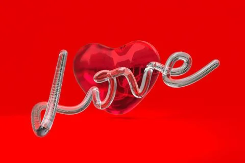 Heart 3d render modern transparency glass abstract valentine day Stock Illustration