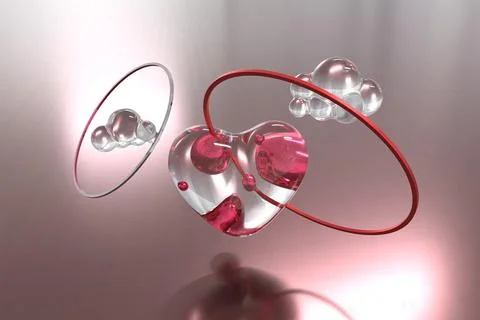 Heart 3d render modern transparency glass abstract valentine day Stock Illustration