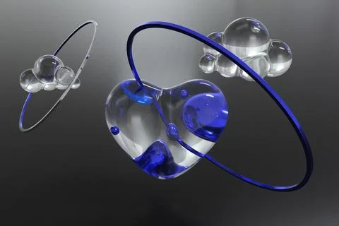 Heart 3d render modern transparency glass abstract valentine day Stock Illustration