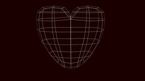 Heart 3D render wireframe Stock Illustration