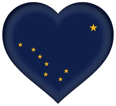 Heart 3D Vector Flag of Alaska, USA, Isolated on White Background Stock Illustration