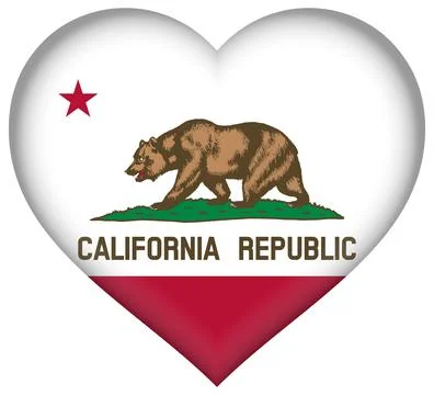 Heart 3D Vector Flag of California, USA, Isolated on Transparent Background Stock Illustration