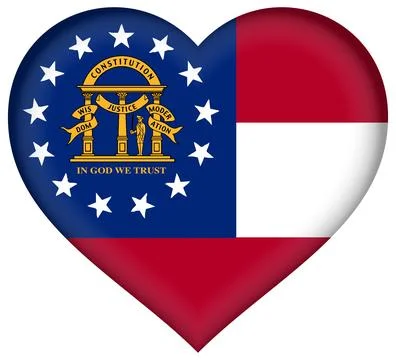 Heart 3D Vector Flag of Georgia, USA, Isolated on Transparent Background Stock Illustration