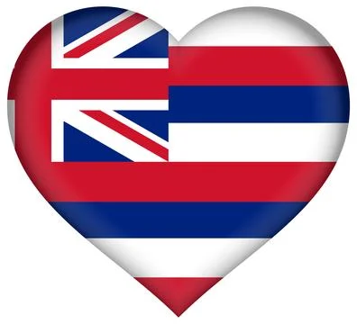 Heart 3D Vector Flag of Hawaii, USA, Isolated on Transparent Background Stock Illustration