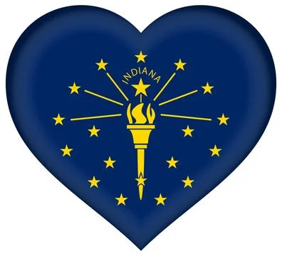 Heart 3D Vector Flag of Indiana, USA, Isolated on Transparent Background Stock Illustration