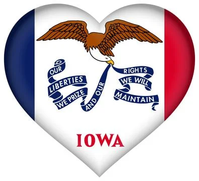Heart 3D Vector Flag of Iowa, USA, Isolated on Transparent Background Stock Illustration