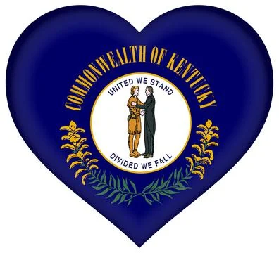 Heart 3D Vector Flag of Kentucky, USA, Isolated on Transparent Background Stock-Illustration