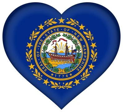 Heart 3D Vector Flag of New Hampshire, USA, Isolated on White Background Stock Illustration