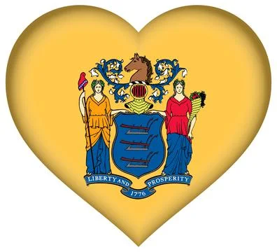 Heart 3D Vector Flag of New Jersey, USA, Isolated on White Background Stock Illustration