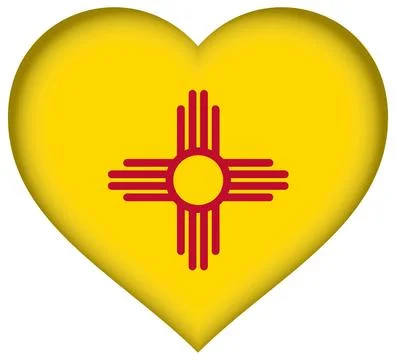 Heart 3D Vector Flag of New Mexico, USA, Isolated on White Background Stock Illustration