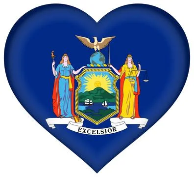 Heart 3D Vector Flag of New York, USA, Isolated on White Background Stock Illustration