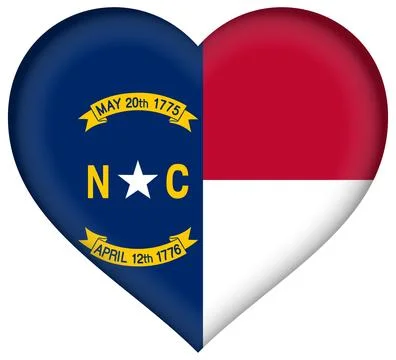 Heart 3D Vector Flag of North Carolina, USA, Isolated on White Background Stock Illustration