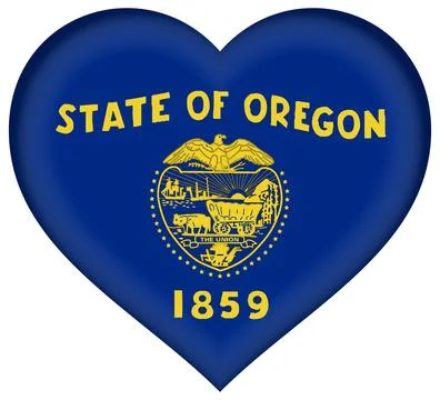 Heart 3D Vector Flag of Oregon, USA, Isolated on White Background Stock Illustration