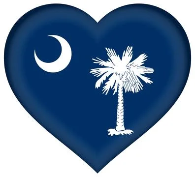 Heart 3D Vector Flag of South Carolina, USA, Isolated on White Background Stock Illustration