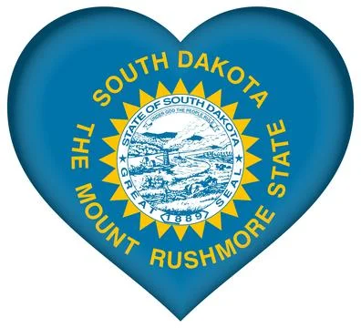 Heart 3D Vector Flag of South Dakota, USA, Isolated on White Background Stock Illustration