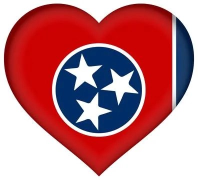 Heart 3D Vector Flag of Tennessee, USA, Isolated on White Background Stock Illustration