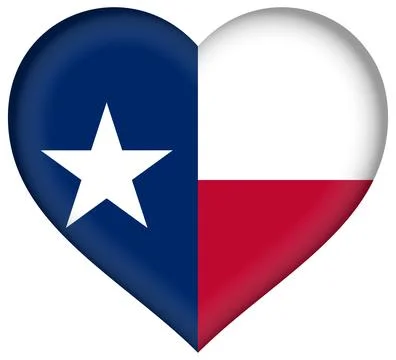 Heart 3D Vector Flag of Texas, USA, Isolated on White Background Stock Illustration