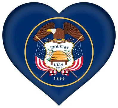 Heart 3D Vector Flag of Utah, USA, Isolated on White Background Illustrazione stock