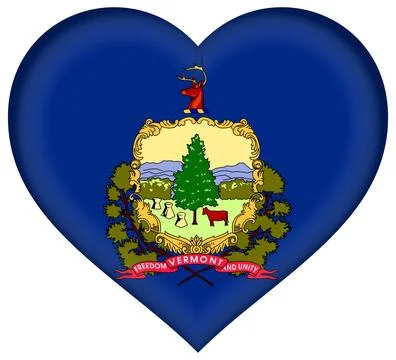 Heart 3D Vector Flag of Vermont, USA, Isolated on White Background Stock Illustration