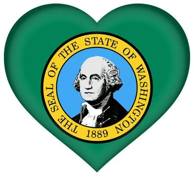 Heart 3D Vector Flag of Washington, USA, Isolated on White Background Stock Illustration