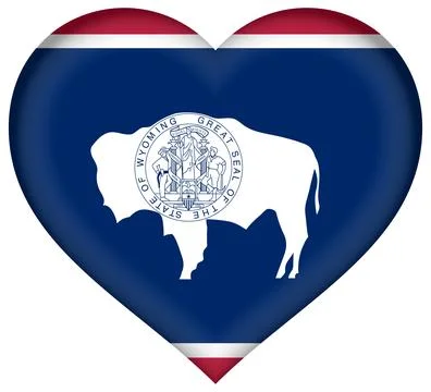 Heart 3D Vector Flag of Wyoming, USA, Isolated on White Background Stock-Illustration
