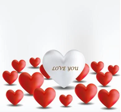 Heart 3d white red Stock Illustration