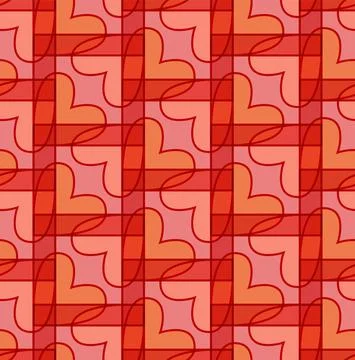 Heart abstract geometrical check seamless pattern. Seventies retro style Stock Illustration