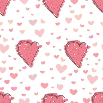 Heart abstract pattern background, Love doodle style pattern, Vector illustra Stock Illustration