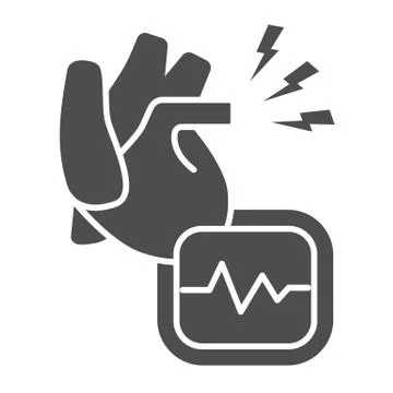 Heart ache solid icon, Body pain concept, heart attack sign on white background イラスト素材
