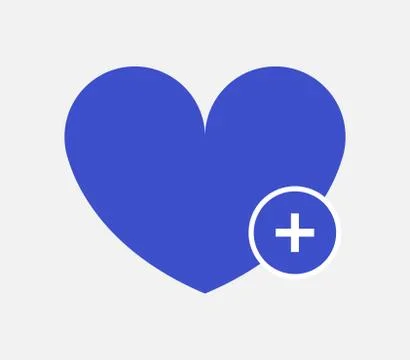 Heart add icon on white background Stock Illustration