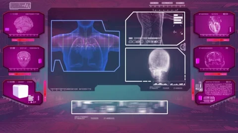 Heart Analysis  - High Tech Scan - Pink 01 Stock Footage 58506249