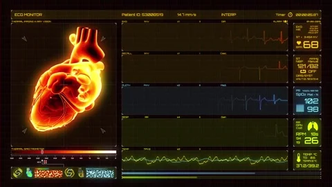 Heart analysis screen HUD animation Video stock 279646469