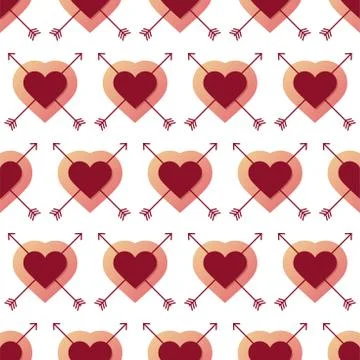 Heart and arrow seamless pattern vector illustration with creative shape in g Stockillustratie