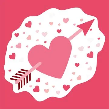 Heart and Arrow Sticker Object. Vector Art Design Cartoon Illustration Isolat Stock Illustration