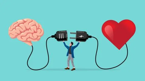 Heart and brain connection, align your heart and brain, control feeling and.. Stock Illustration