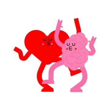 Heart and brain Dancing. Romantic relationship. Love illustration 1 Stock Illustration