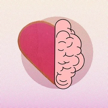 Heart and brain side by side within a circle, symbolizing the balance betwe.. Stock Illustration