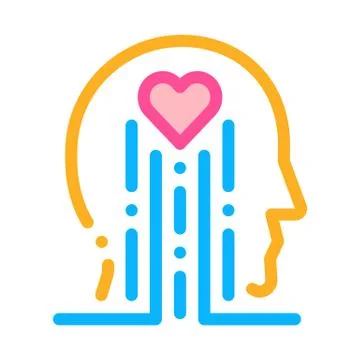 Heart and brain work icon vector outline illustration Illustrazione stock