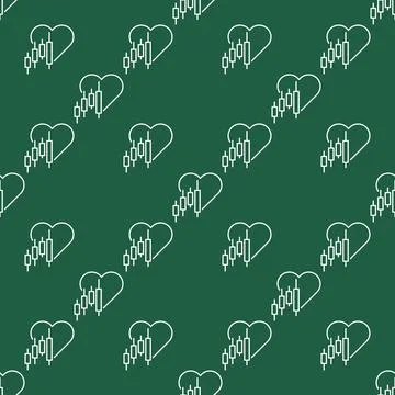 Heart and Candlestick Chart vector Investment Analysis linear seamless patter Illustrazione stock