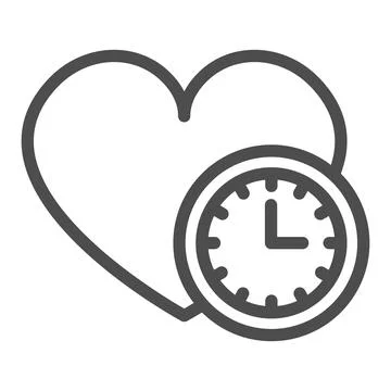 Heart and clock line icon, speed dating concept, time for love vector sign on Stock Illustration