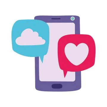 Heart and cloud bubble with smartphone vector design Stock Illustration