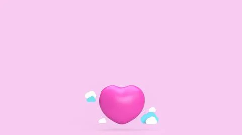 The heart and cloud  on pink background for valentine content 3d rendering Illustrazione stock