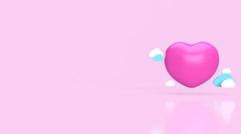 The heart and cloud  on pink background for valentine content 3d rendering Illustrazione stock