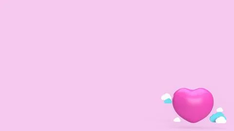 The heart and cloud  on pink background for valentine content 3d rendering Illustrazione stock