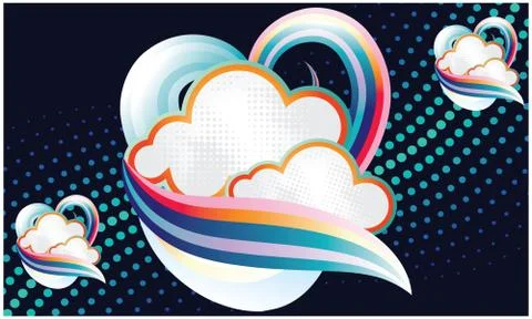 Heart and cloud on small particles waves Illustrazione stock