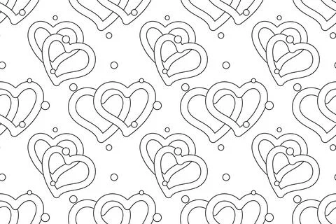 Heart and Confetti Pattern for Coloring Stock Illustration