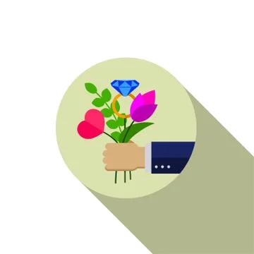 Heart and diamond ring Stock Illustration