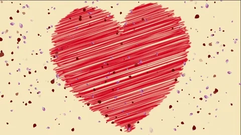 Heart And Falling Flower Petals Background Stock Footage 75452869