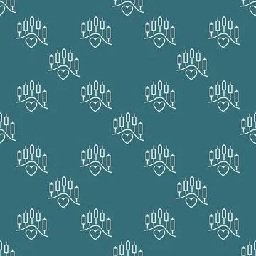 Heart and Financial Chart vector Stock Analysis seamless pattern in outline.. 스톡 일러스트
