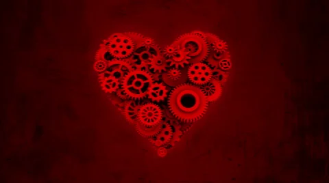 Heart and Gear Wheels (4K,loop,alpha) Stock Footage 52158434